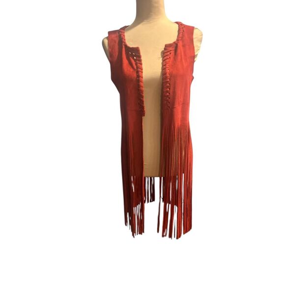 Burnt Orange Fringe Vest • Size M • Festival / Western • Boho Statement Layer - Picture 1 of 6